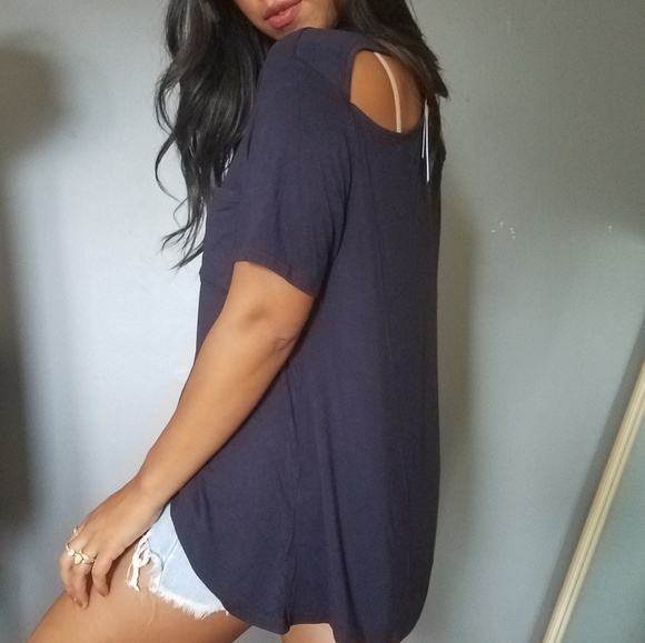 NOT SO BASIC NAVY BLUE TEE SHIRT TOP - Picture 2 of 6